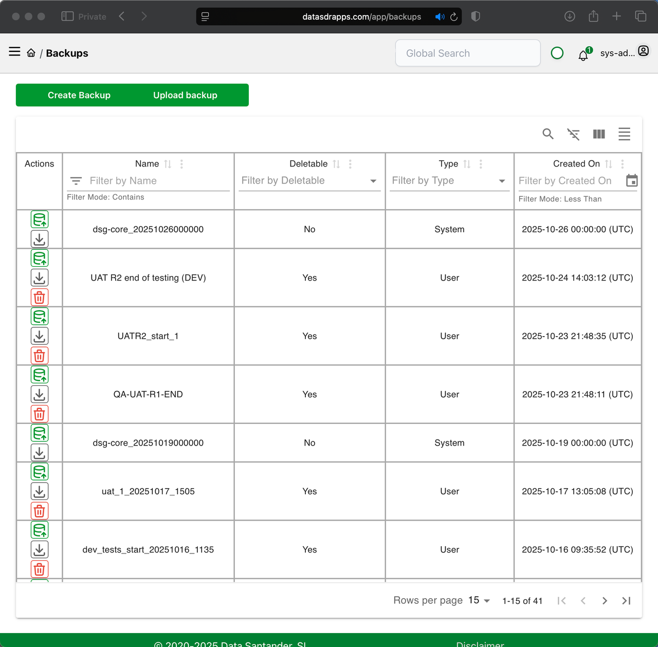 Data Standards Governor - Backups