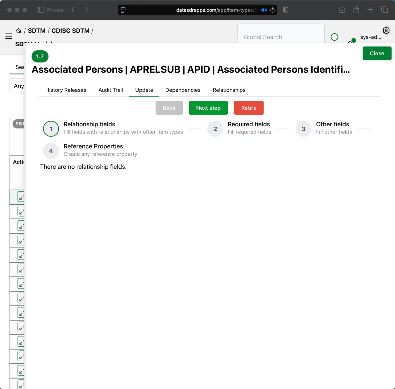 Data Standards Governor - Item : Update