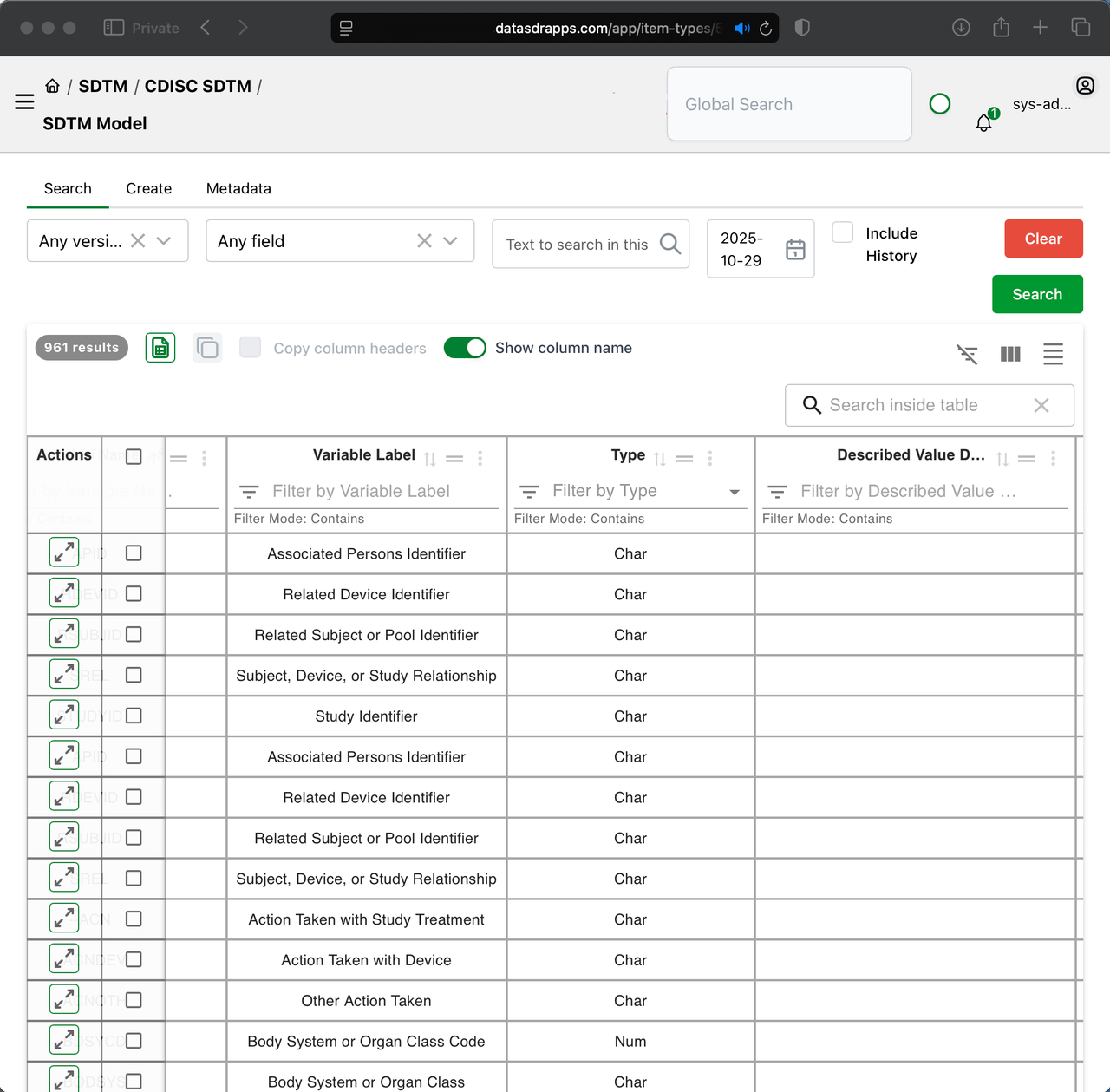 Data Standards Governor - SDTM Model