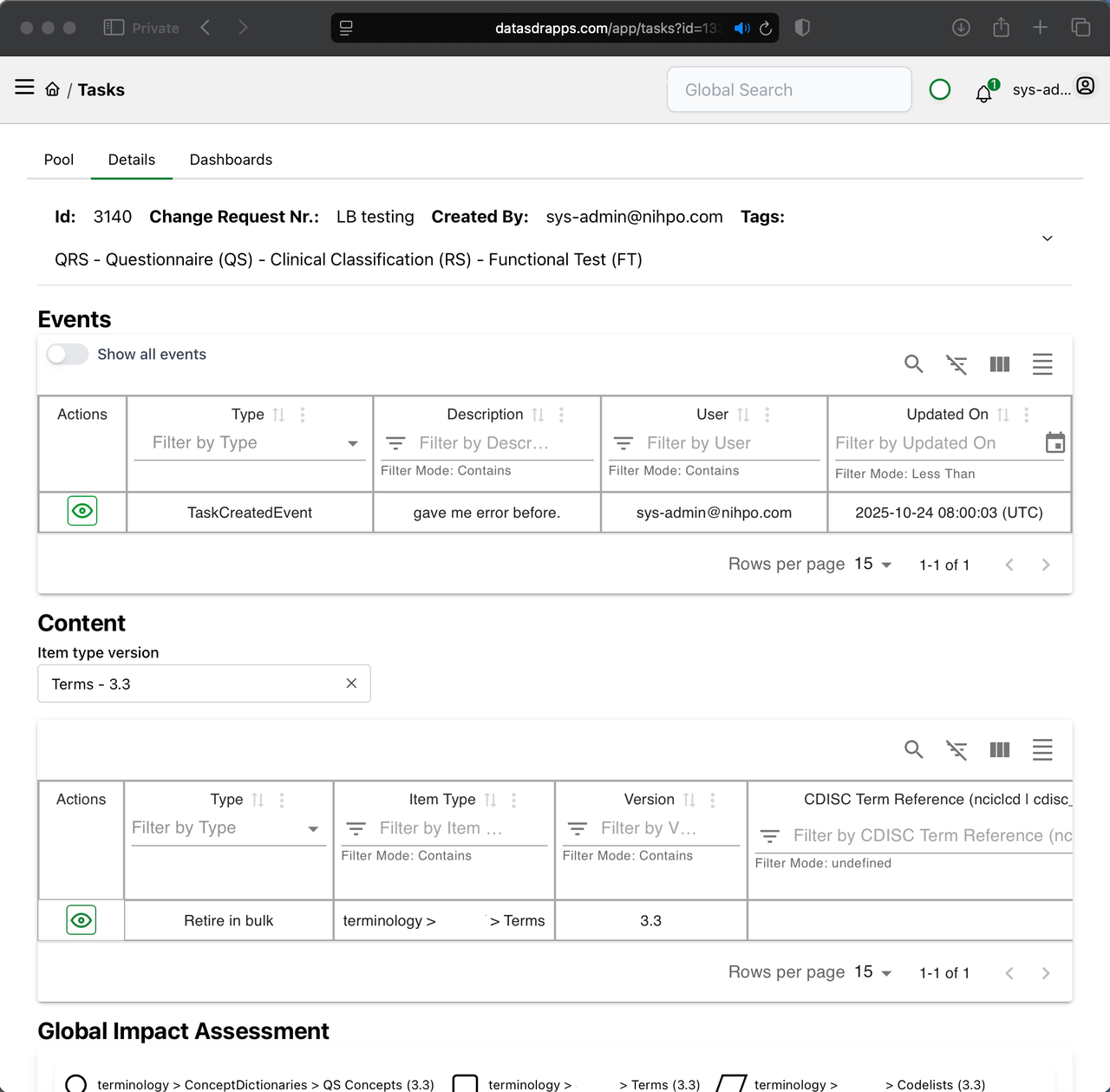 Data Standards Governor - Tasks Details