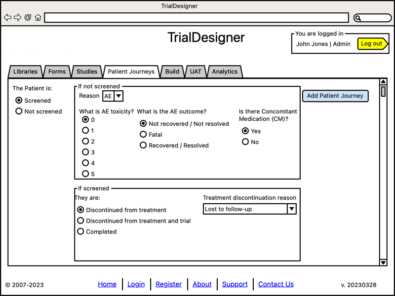 TrialTwin - Trial Designer - Patient Journeys